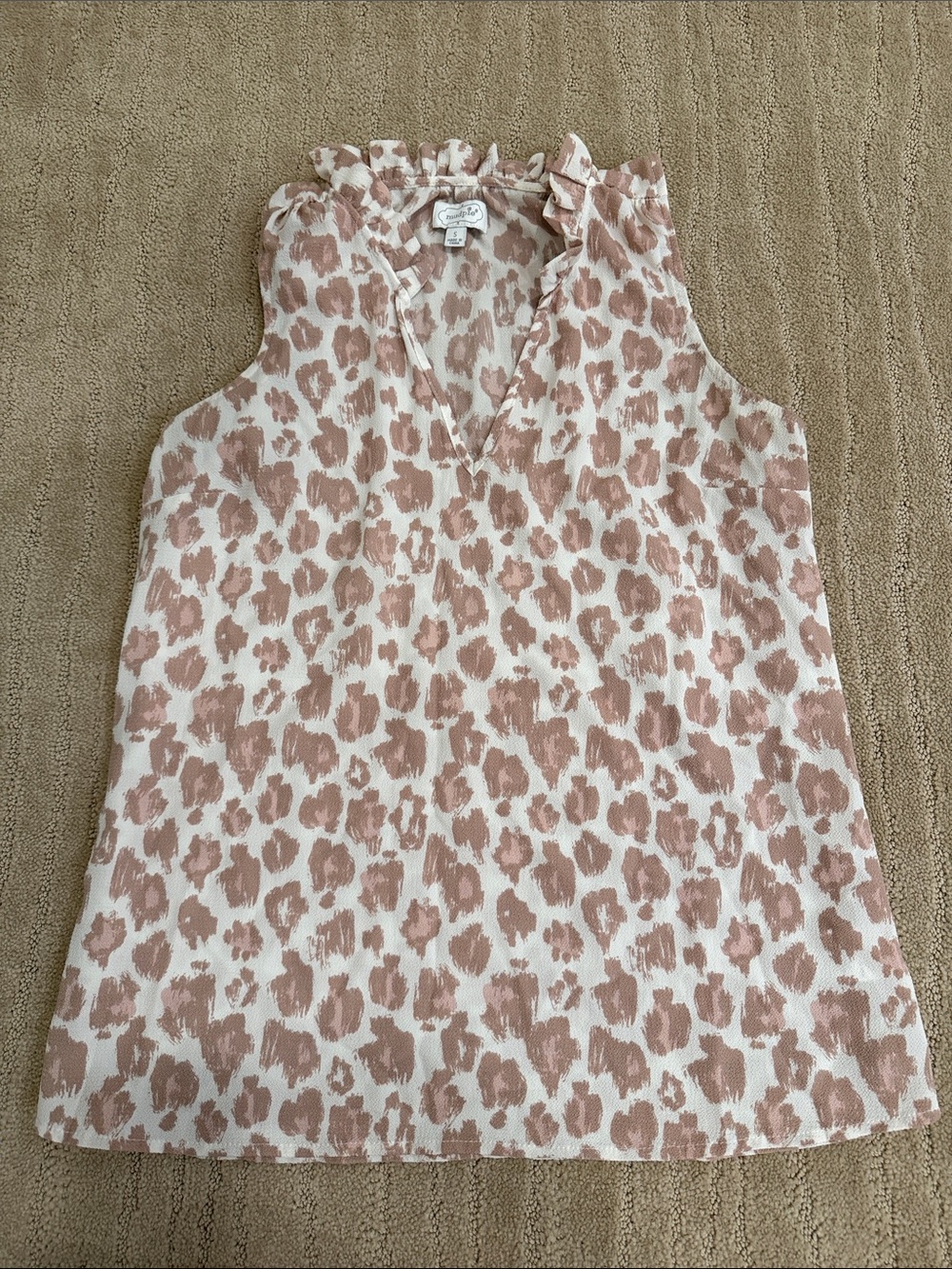 Mud Pie Blush Leopard Ruffle V-Neck Camisole
